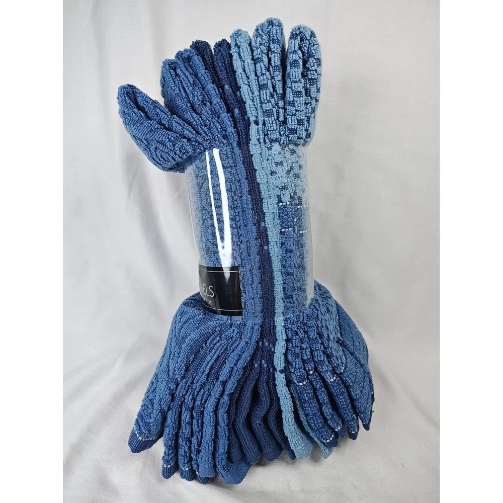 Culinary Classics Kitchen Towels 8 Pack Blue 17x28 100% Cotton 1584934 Hawthorne